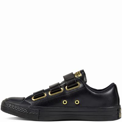 Converse Chuck Taylor All Star 3v Sl + Hardware Low Tops Womens - Black/Black/Gold Shoes (319GXDMC)